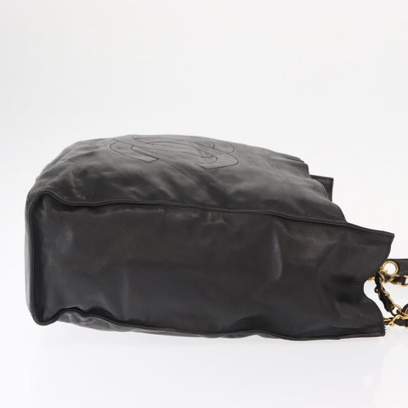 CHANEL COCO Mark Chain Shoulder Bag Leather Black Gold CC Auth fm4991