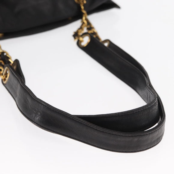 CHANEL COCO Mark Chain Shoulder Bag Leather Black Gold CC Auth fm4991