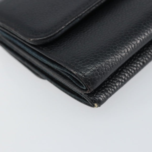 CHANEL Wallet Caviar Skin Black Gold CC Auth fm4996