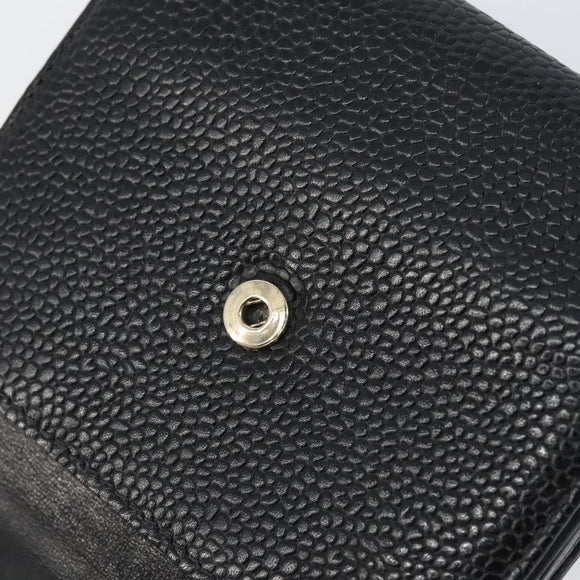 CHANEL Wallet Caviar Skin Black Gold CC Auth fm4996