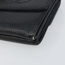 CHANEL Wallet Caviar Skin Black Gold CC Auth fm4996-7
