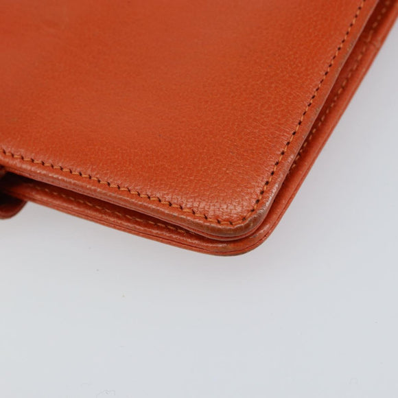 CHANEL Day Planner Cover Leather Orange Gold CC Auth fm4997