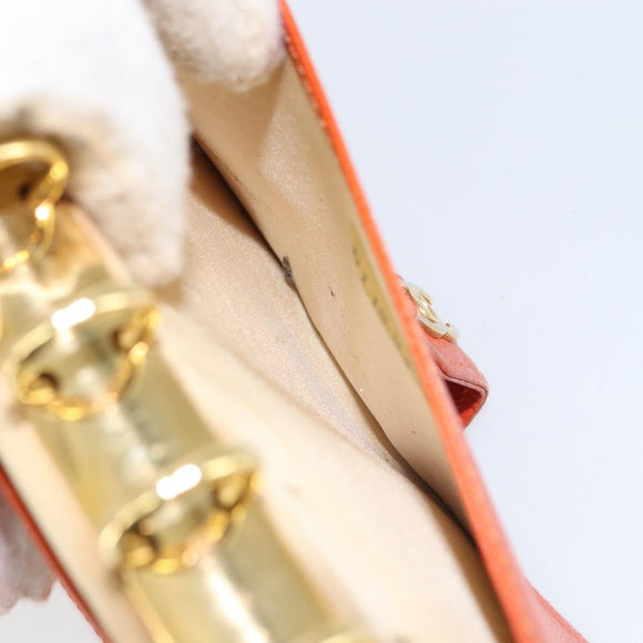 CHANEL Day Planner Cover Leather Orange Gold CC Auth fm4997