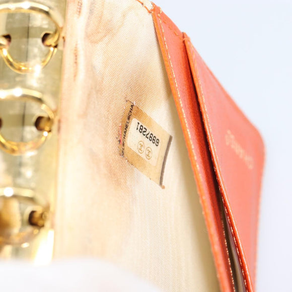 CHANEL Day Planner Cover Leather Orange Gold CC Auth fm4997