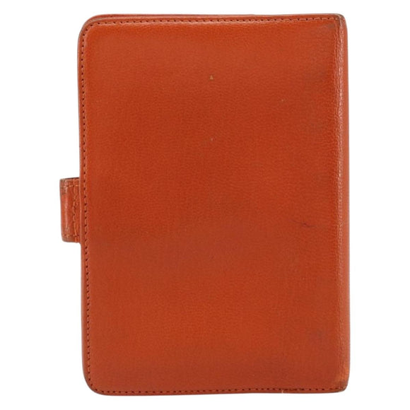 CHANEL Day Planner Cover Leather Orange Gold CC Auth fm4997