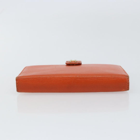 CHANEL Day Planner Cover Leather Orange Gold CC Auth fm4997