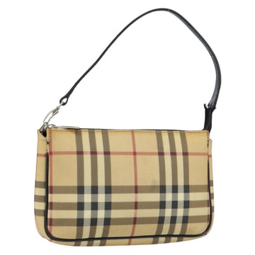 BURBERRY Nova Check Accessory Pouch PVC Beige Auth fm4998