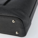 BURBERRY Nova Check Hand Bag Leather Black Silver Auth fm5001-9