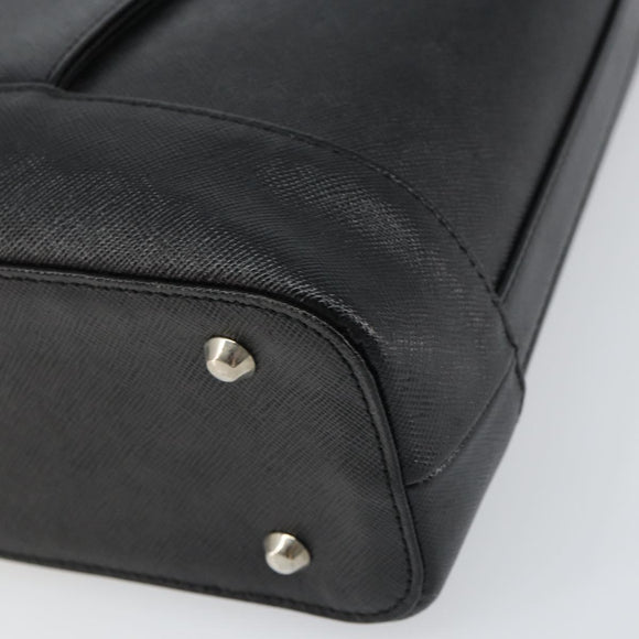 BURBERRY Nova Check Hand Bag Leather Black Silver Auth fm5001