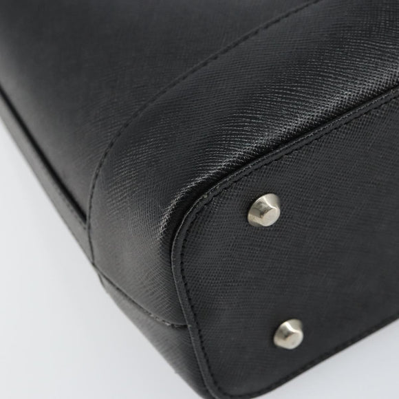 BURBERRY Nova Check Hand Bag Leather Black Silver Auth fm5001