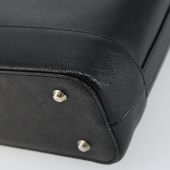 BURBERRY Nova Check Hand Bag Leather Black Silver Auth fm5001