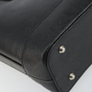 BURBERRY Nova Check Hand Bag Leather Black Silver Auth fm5001-16