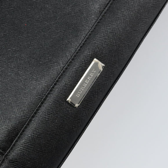 BURBERRY Nova Check Hand Bag Leather Black Silver Auth fm5001