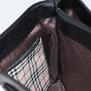 BURBERRY Nova Check Hand Bag Leather Black Silver Auth fm5001-18