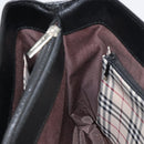 BURBERRY Nova Check Hand Bag Leather Black Silver Auth fm5001-19