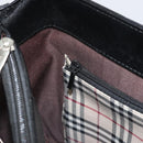 BURBERRY Nova Check Hand Bag Leather Black Silver Auth fm5001-20