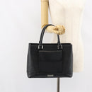 BURBERRY Nova Check Hand Bag Leather Black Silver Auth fm5001-25