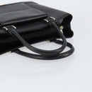 BURBERRY Nova Check Hand Bag Leather Black Silver Auth fm5001-7