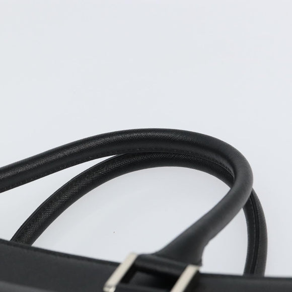 BURBERRY Nova Check Hand Bag Leather Black Silver Auth fm5001