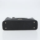 BURBERRY Nova Check Hand Bag Leather Black Silver Auth fm5001-5