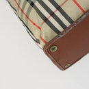 BURBERRY Nova Check Hand Bag PVC Leather Canvas 2 Set Beige Auth fm5002-16