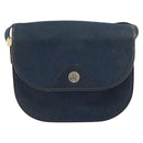 Christian Dior Honeycomb Canvas Shoulder Bag Navy Gold Auth fm5004-13