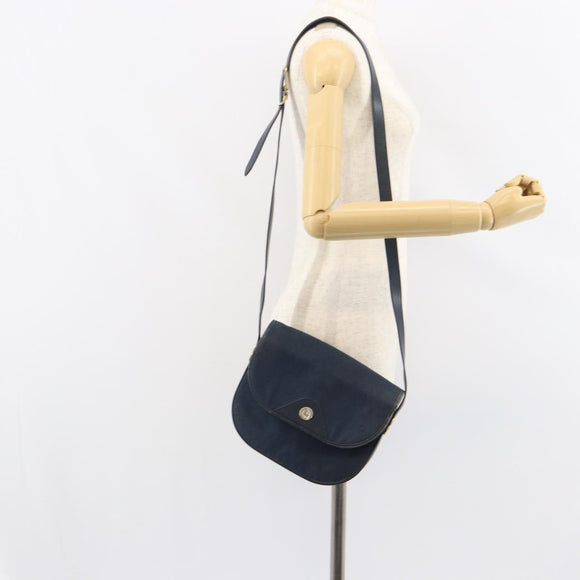 Christian Dior Honeycomb Canvas Shoulder Bag Navy Gold Auth fm5004