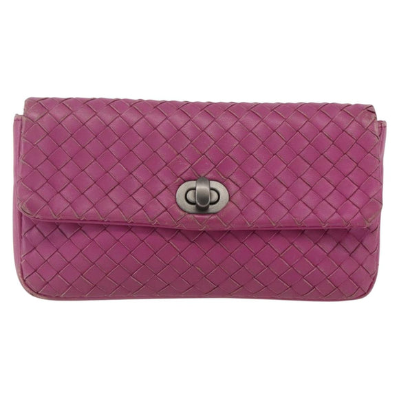 BOTTEGA VENETA INTRECCIATO Pouch Leather Pink 233813 Auth fm5005