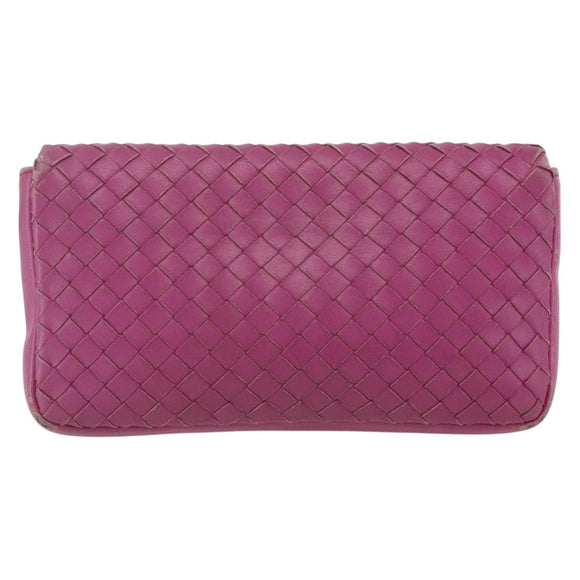 BOTTEGA VENETA INTRECCIATO Pouch Leather Pink 233813 Auth fm5005