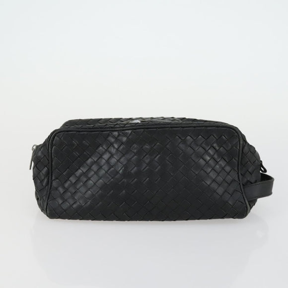 BOTTEGA VENETA INTRECCIATO Bag Leather Nylon 3 Set Beige Black Auth fm5006