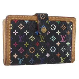 LOUIS VUITTON Multicolor Portefeuille Viennois Wallet Black M92988 Auth fm5009