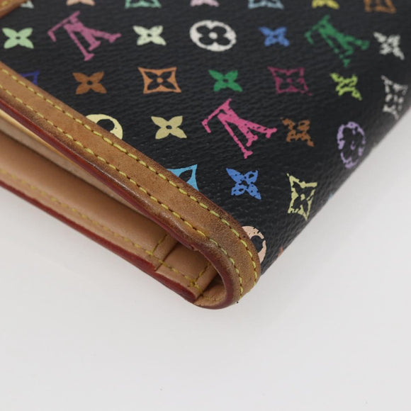 LOUIS VUITTON Multicolor Portefeuille Viennois Wallet Black M92988 Auth fm5009