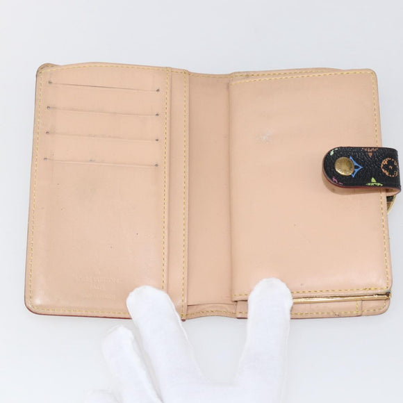 LOUIS VUITTON Multicolor Portefeuille Viennois Wallet Black M92988 Auth fm5009
