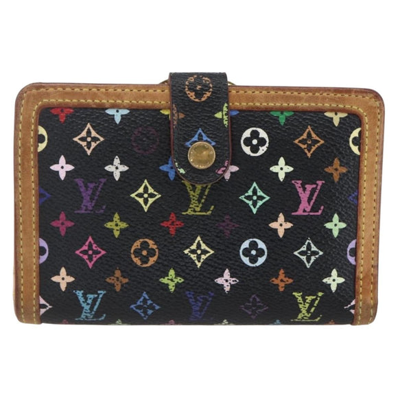 LOUIS VUITTON Multicolor Portefeuille Viennois Wallet Black M92988 Auth fm5009