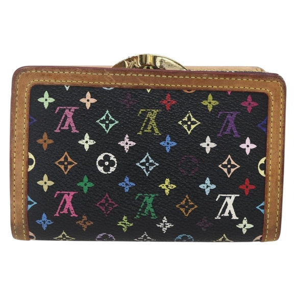 LOUIS VUITTON Multicolor Portefeuille Viennois Wallet Black M92988 Auth fm5009
