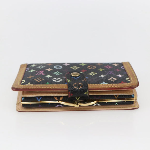 LOUIS VUITTON Multicolor Portefeuille Viennois Wallet Black M92988 Auth fm5009