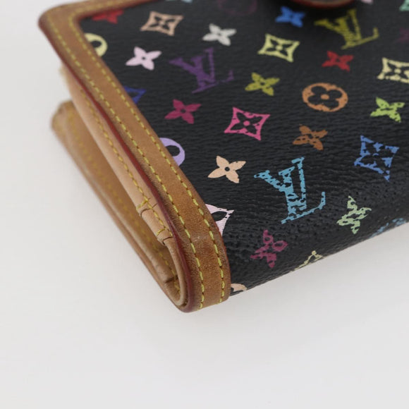 LOUIS VUITTON Multicolor Portefeuille Viennois Wallet Black M92988 Auth fm5009