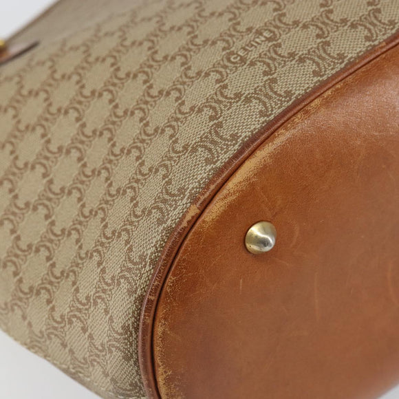 CELINE Macadam Canvas Tote Bag PVC Beige Gold Auth fm5010