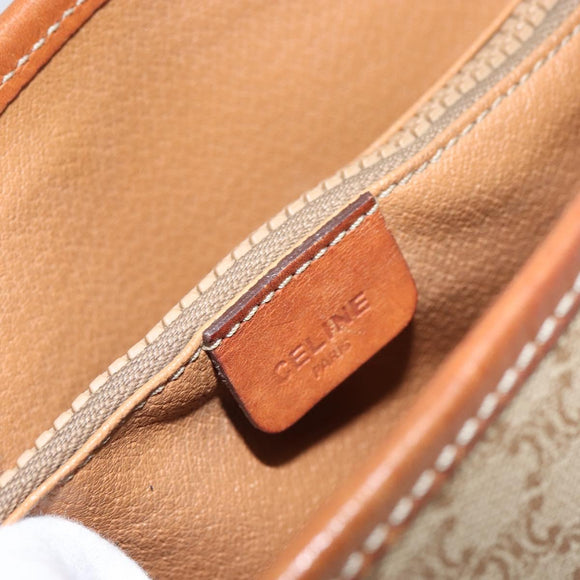 CELINE Macadam Canvas Tote Bag PVC Beige Gold Auth fm5010
