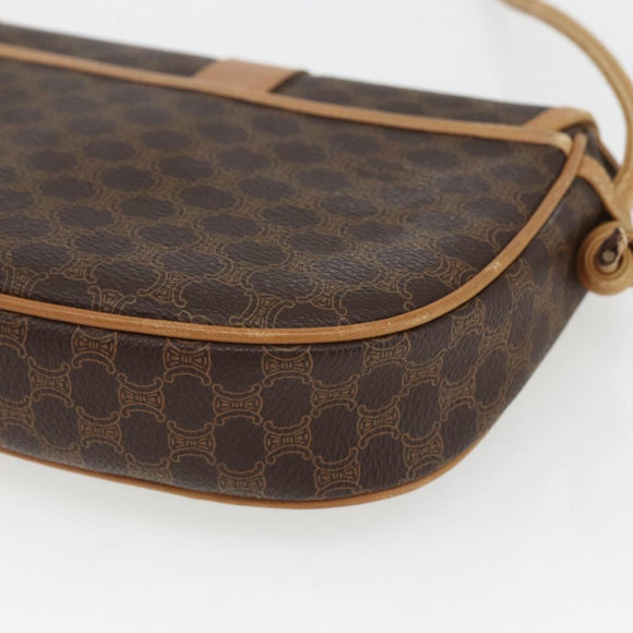 CELINE Macadam Canvas Shoulder Bag PVC Leather Brown Gold Auth fm5013