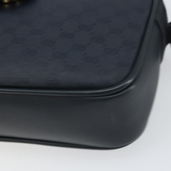 GUCCI Micro GG Supreme Bag PVC Leather Black Gold 007 01422 0137 Auth fm5014