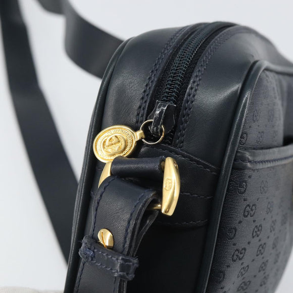 GUCCI Micro GG Supreme Bag PVC Leather Black Gold 007 01422 0137 Auth fm5014