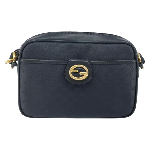GUCCI Micro GG Supreme Bag PVC Leather Black Gold 007 01422 0137 Auth fm5014