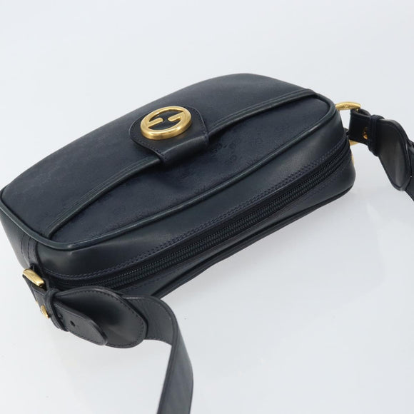 GUCCI Micro GG Supreme Bag PVC Leather Black Gold 007 01422 0137 Auth fm5014