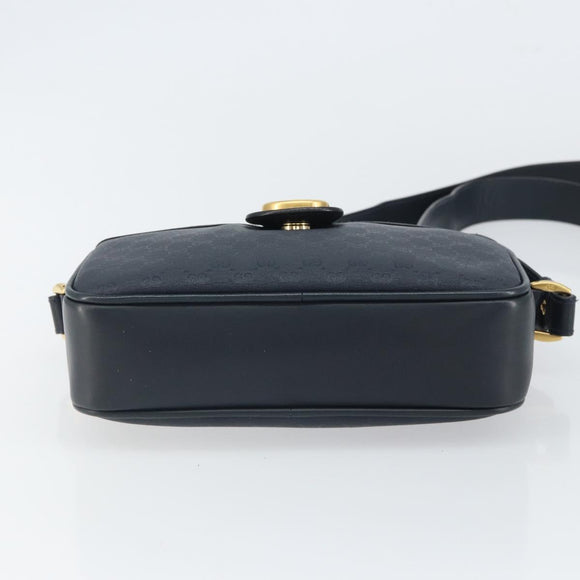 GUCCI Micro GG Supreme Bag PVC Leather Black Gold 007 01422 0137 Auth fm5014