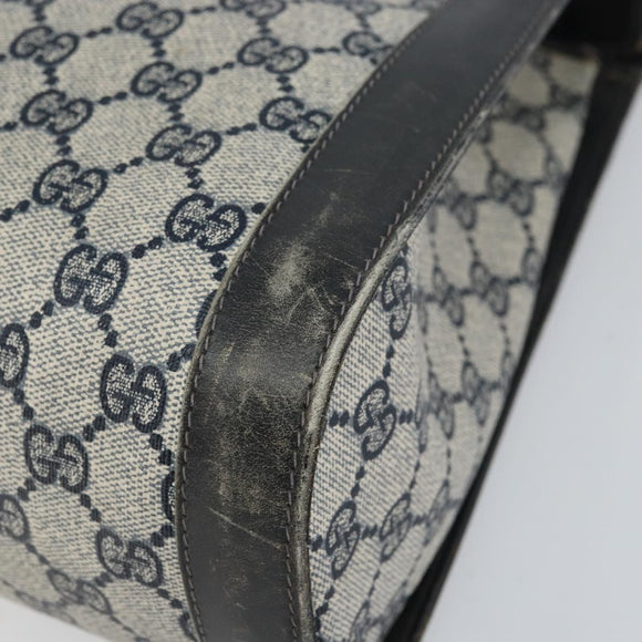 GUCCI GG Canvas Sherry Line Hand Bag Navy Gold Auth fm5015