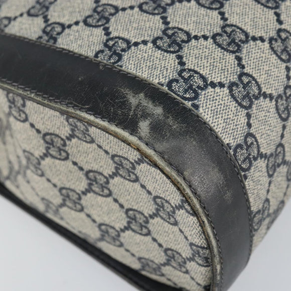 GUCCI GG Canvas Sherry Line Hand Bag Navy Gold Auth fm5015