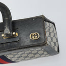 GUCCI GG Canvas Sherry Line Hand Bag Navy Gold Auth fm5015-14