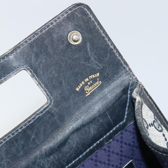 GUCCI GG Canvas Sherry Line Hand Bag Navy Gold Auth fm5015