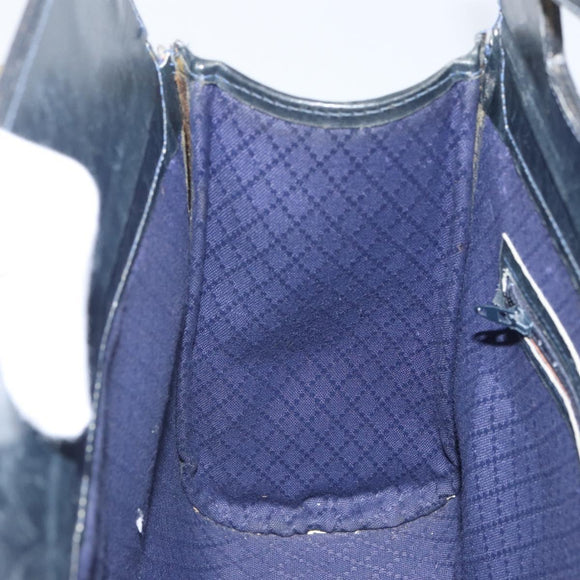 GUCCI GG Canvas Sherry Line Hand Bag Navy Gold Auth fm5015
